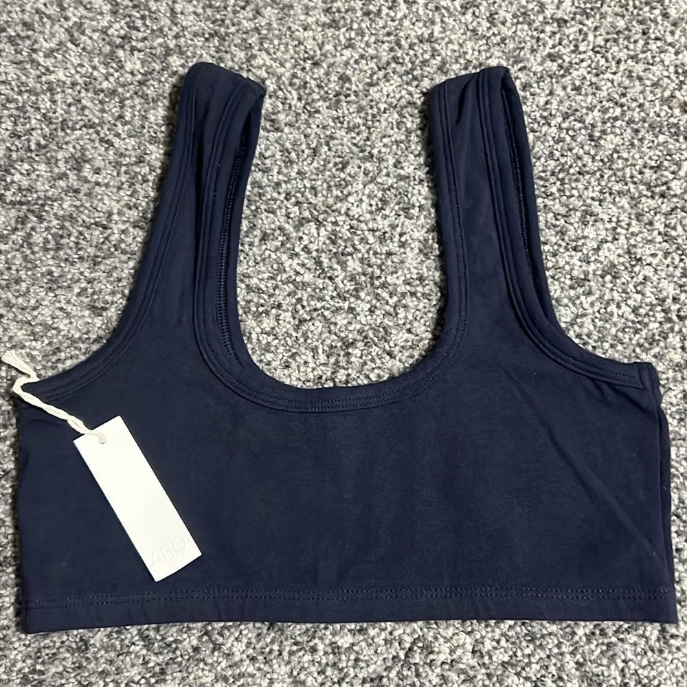 ARQ Women's Wide Strap Bra in Navy Size Large NWT